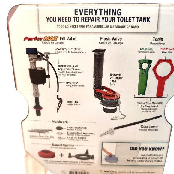 Fluidmaster Universal The Everything Tank/Toilet Repair Kit With Tools Included - Picture 10 of 16